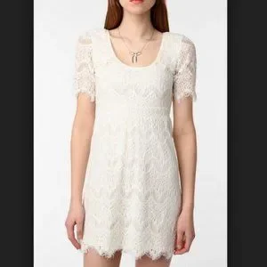 Urban Outfitters Pins & Needles Cream Lace Dress with 3/4 Length Sleeve